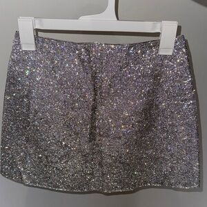 White Fox Boutique Glittering Silver Mini Skirt